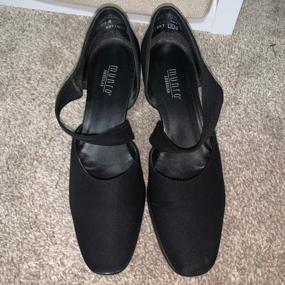 Munro American Black Fabric Block Heel Square Toe Pumps M281587 Womens 8.5 N